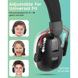 Lilian&Gema Noise Cancelling Ear Defenders Children, 25dB Noise Cancelling Kids Ear Defenders, Child Ear Defenders 4-18, Autism Ear Defenders Kids — Adjustable Headband, Black