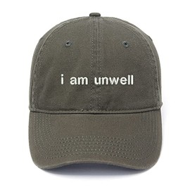 WINGZOO Baseball Caps I am Unwell Embroidered Cap Unisex Washed Cotton Adjustable Embroidery Cap Green