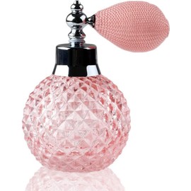 SCOLAND 100ml Vintage Crystal Glass Atomizer Perfume Bottle Spray Clear Lady Gift Glass Perfume Bottle (Pink)