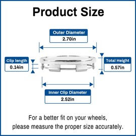 GTownWorks Wheel Center Caps 69MM 2.7in Universal Wheel Center Hubcaps Rim Center Cover Replacement Chrome Silver, Outer 69mm/2.7in Inner 64mm/2.52in- 4PCS