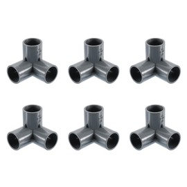 sourcing map 3/4" PVC Fittings, 8 Pcs 3 Way Elbow Connector Elbow PVC Furniture Fittings Corner Fitting for Water Supplies PVC Furniture DIY Shelf Greenhouse Tent Connection, Grey