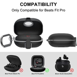 [Upgrade Lock] Case for Beats Fit Pro 2021, VAEKNVG Shock-Absorbing Protective Armor Cover for Beats Fit Pro Earbuds Accessories, TPU Hard Shell with Carabiner & Lanyard(Red)