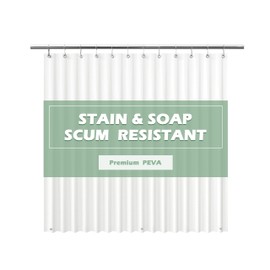 EHZNZIE White Shower Curtain Liner 72x72, PEVA Waterproof Bath Curtain, No Chemical Smell, 3 Weighted Magnets, Durable with Rustproof Metal Grommets
