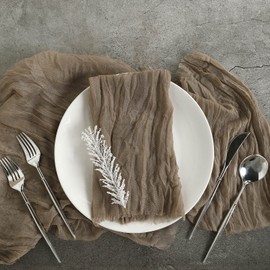 Cheesecloth Gauze Napkins with Wrinkled, Set of 5, Over Sized 24"x19" Inches, Weddings Decorative Napkins, Dinner Parties, Everyday use, Hand Dyed 100% Cotton Napkins - Natural