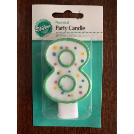 Wilton Polka Dots Numeral 8 Eight Green Candle
