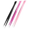 TOVINANNA 3pcs Nail Art Tweezers Double-ended Tweezers for Eyelash Extensions
