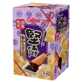 Calbee Kansai Limited Hard-Aged Potato, Kushikatsu Sauce Flavor, Pack of 8