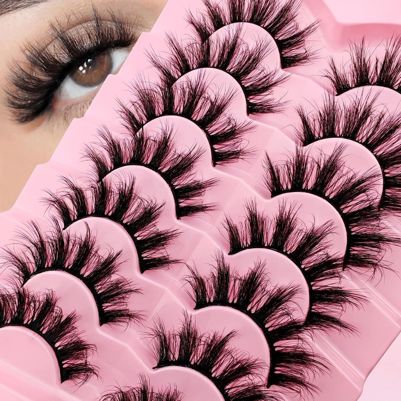 7P-807 3D False Eyelashes, Cat Eye, Fluffy Volume, Curly, Cat-Eye,