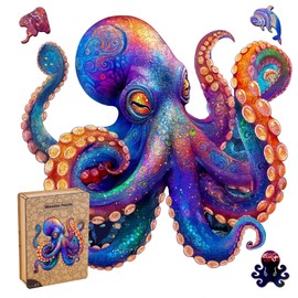 Wooden Puzzles for Adults,Octopus Wooden Jigsaw Puzzle 500 Pieces - Unique Shape Puzzle Pieces, Challenging Ocean Animal Puzzle for Adults and Family Game, Creative Wooden Gift (200pcs)