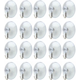 JJLFresheners 20Pcs Clear Suction Cups with Hooks PVC Plastic Transparent Sucker Hanger Industrial Hooks for Daily Home Decoration and Organization,Storage and Organization