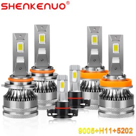 SHENKENUO For GMC Sierra 1500 2500 3500 LED Headlights Kit High Low Fog Light 6000K Bulbs