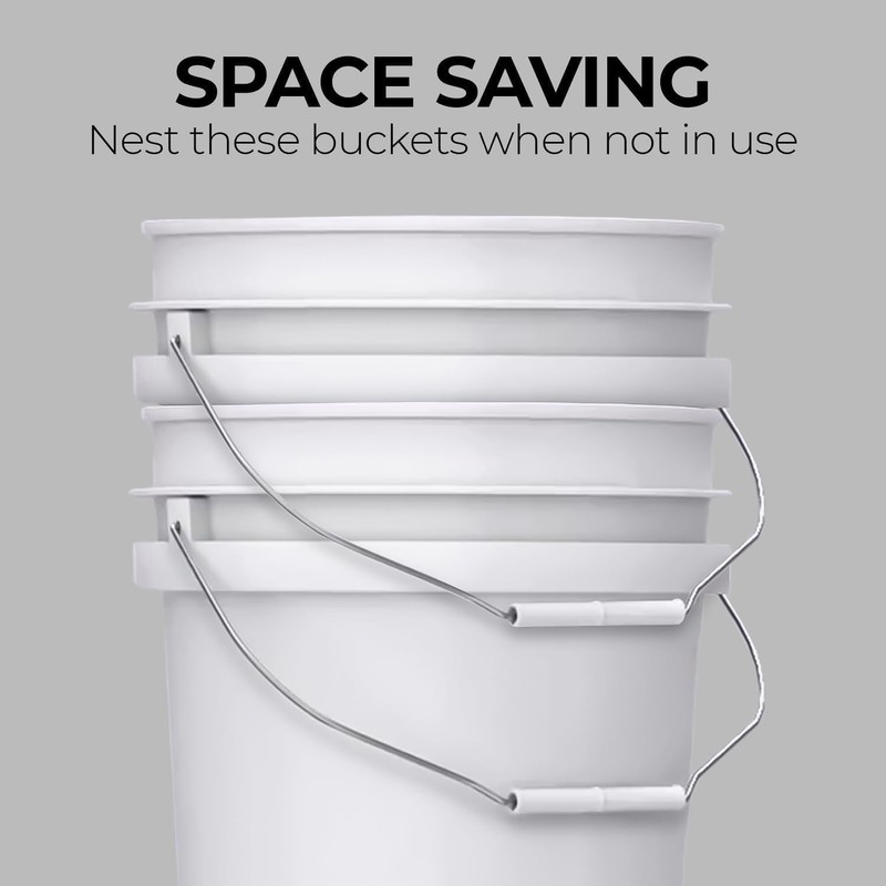 5-Gallon White Bucket Pail Container with Lid | Food Grade
