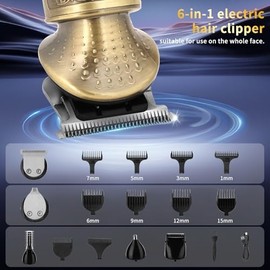 Beard Trimmer for Men, 6 in 1 Hair Clippers Kit, Body Multi Groomer Mens Grooming Kit for Beard face, Nose, and Ear Hair Trimmer, Hair Clipper, NO Blade Oil Needed, Waterproof Wet/Dry Clipper