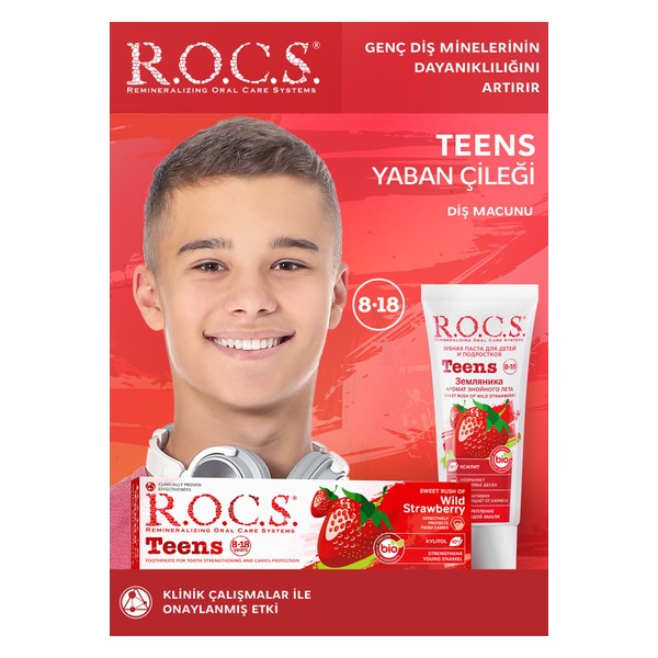 R.O.C.S. Teen 8-18 Yaş Yaban Çileği Tadında Diş Macunu 1
