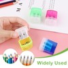 Pack of 4 Pencil Sharpeners with Container, Double Pencil Sharpener