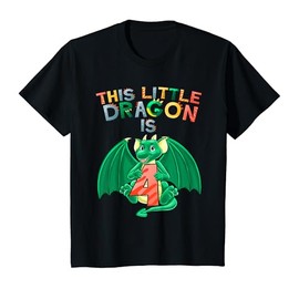 Kids This Little Dragon Is 4 Dragon 4th Birthday 4 Year Old Boy T-Shirt