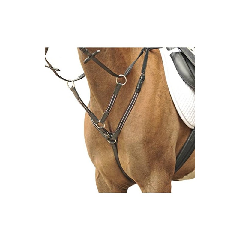 HKM Breastplate/Martingale Silver Fittings Full Black