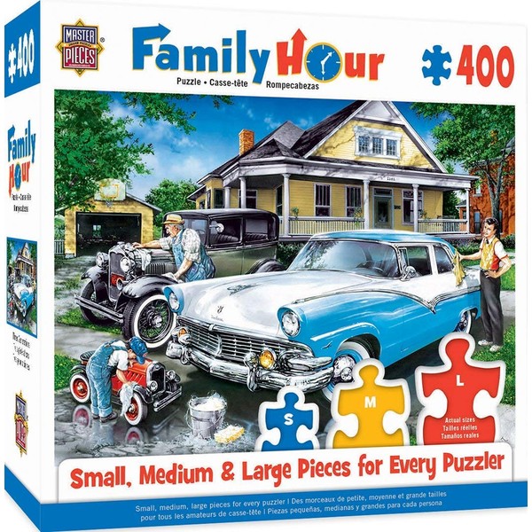 MasterPieces Family Hour Three Generations Father, Son & Cars Jigsaw Puzzle, 400-Piece