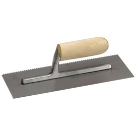 MARSHALLTOWN QLT Notched Trowels - Spot Welded (11 x 4-1/2), Wood Handle Material, U-Shaped Notch Shape, 1.5mm X-Notch Size, 1.5mm Y-Notch Size, 1.5mm Z-Notch Size, Slightly Curved Handle Style, 981