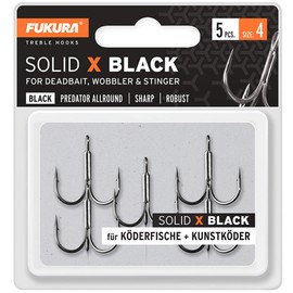 Fukura Solid X Treble Hooks Size 4 Pack of 5