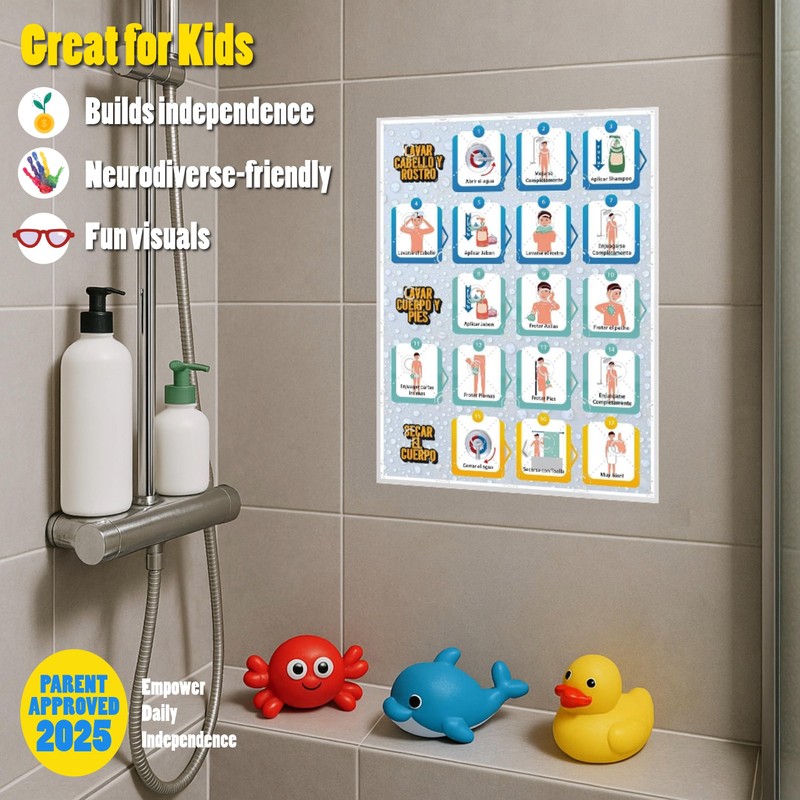 Shower Chart for Kids – Step-by-Step Visual Guide, 9x12 Inch