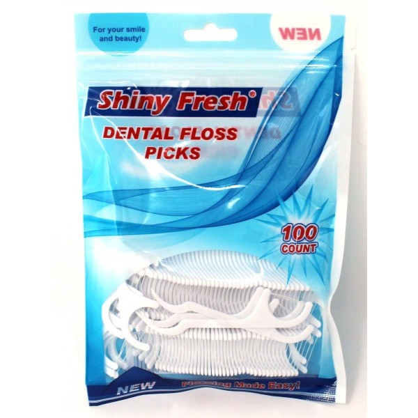 Shiny Fresh 100 Count Dental Floss Pick Smile Shiny Fresh