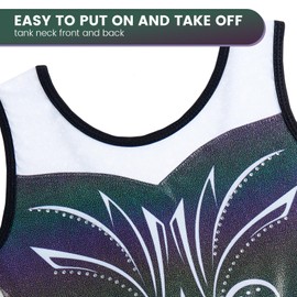 JiAmy Girls Gymnastics Leotards Three Piece Set with Shorts Scrunchie Sleeveless Sparkle Kids Gymnastics Outfits for Age 8-9, Black