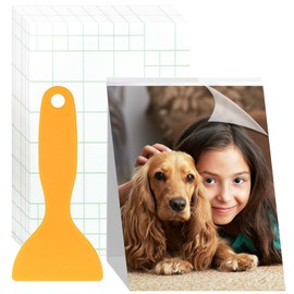 50 Self Sealing Laminating Sheets, 6 Inches Waterproof Clear Laminate Sheets, PVC No Machine Laminating Sheets, No Heat Sticker Paper with Small Scraper, Glossy Cold Laminating Film for Business Card