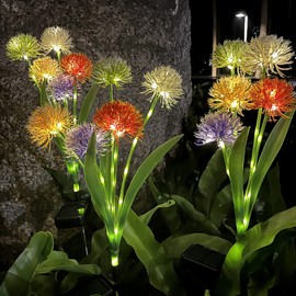 IXI Solar Outdoor Decorative Lights Garden Courtyard Landscape Lights LED Solar Chrysanthemum Lights Suitable for Yard, Lawn, Paths, Holiday Parties, and Weddings (2 Pack)