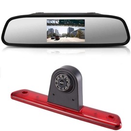 【4.3'' Rückspiegel Monitor + Rückfahrkamera Transporter】im 3. Bremsleuchte HD Rückfahrkamera für Citroen Jumpy/Peugeot Expert/Toyota Proace Transporter 2007-2016, HD Auto Rückspiegel für Alle Autos
