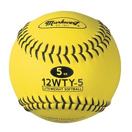 Markwort Lite Weight and Weighted Leather Softball, Optic Yellow, 5-Ounce