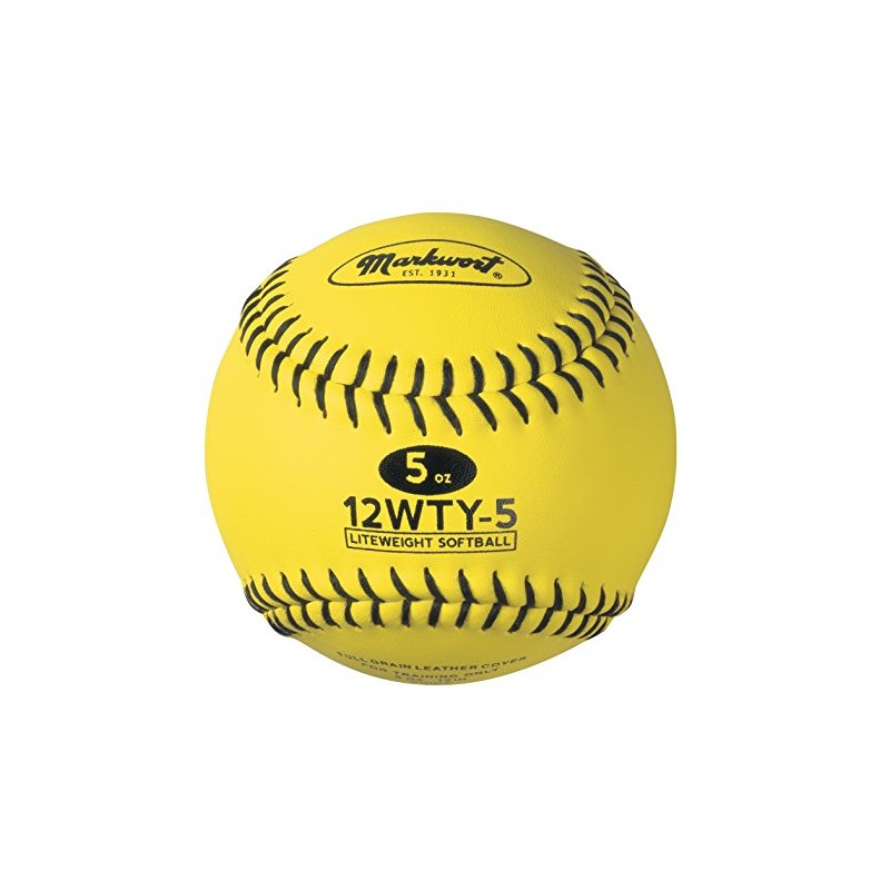 Markwort Lite Weight and Weighted Leather Softball, Optic Yellow, 5-Ounce