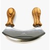 Natural Olive Wood Professional Gourmet Mezzaluna Chopping Knife, Double Blade