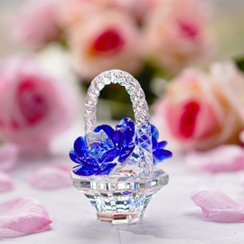 H&D HYALINE & DORA Crystal Rose Flower Figurine,Glass Flower Paperweight,Glass Flower Collectibles Gift for Girl/Women/Mom