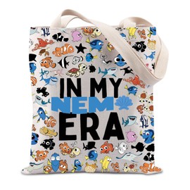 TIIMG Sea World Movie Inspired Gift Clownfish Lover Cartoon Animal Ocean Fish Tote Bag (sea fish tote)