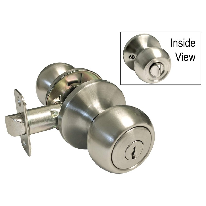 eBuilderDirect 3 Sets Satin Nickel Entry Entrance Keyed Round Door