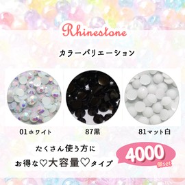 Pilviz 4000 Rhinestones, Large Capacity, Acrylic Stone, Nail Decoration, Parts, Resin, Decoration, Crafting, DIY, Polymer Stone (81 Matte White, 3 mm)