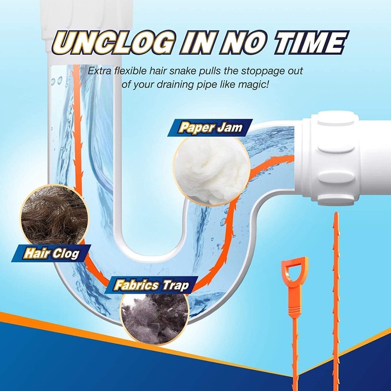 Drain Clog Remover, 25inch Drain Snake Hair Remover(3pcs), Hair Catcher