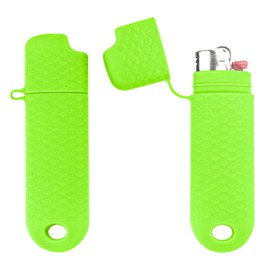 5 Pcs Waterproof Lighter Case Cover Holder for BIC Regular Lighters Sleeve Type J6 Outdoor Survival Multipurpose Seal Lighter Pouchfor Hiking and Camping (Light Green)