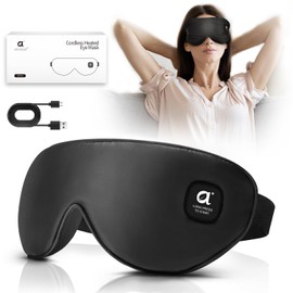 arboleaf Thermal Glasses Wireless Eye Mask Warming 3 Levels for Dry Eyes and Better Sleep Sleep Mask Warm Compress for Relaxation Washable & Portable (Black)