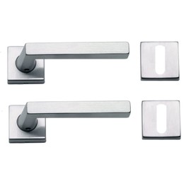 Jennifer Handle Interior Door in Multiple Variations Available in Pair - Square Satin Chrome Handle for Doors (Jennifer, Satin Chrome)