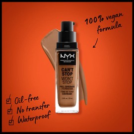 NYX PROFESSIONAL MAKEUP Can't Stop Won't Stop Foundation, 24h Full Coverage Matte Finish - Warm Caramel