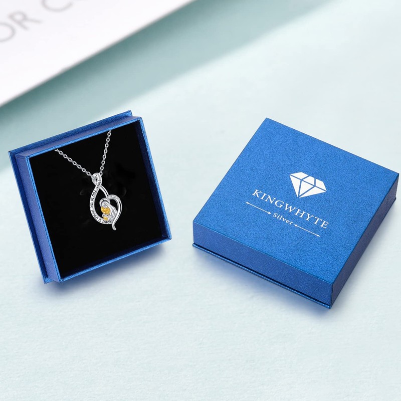 KINGWHYTE Women's Necklace 925 Sterling Silver Necklace Heart/Rounder/Infinity/Moon/Bear Letter 925