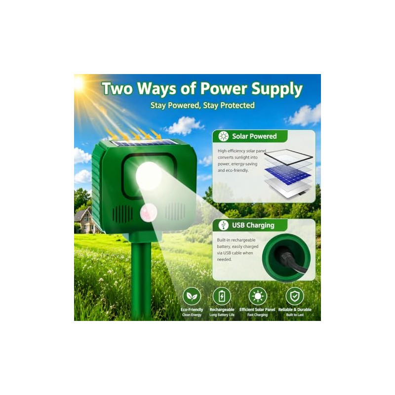 4PACK Solar Animal Repellent Ultrasonic,Sonic Cat Repellent Outdoor Deer&Repellent Devices