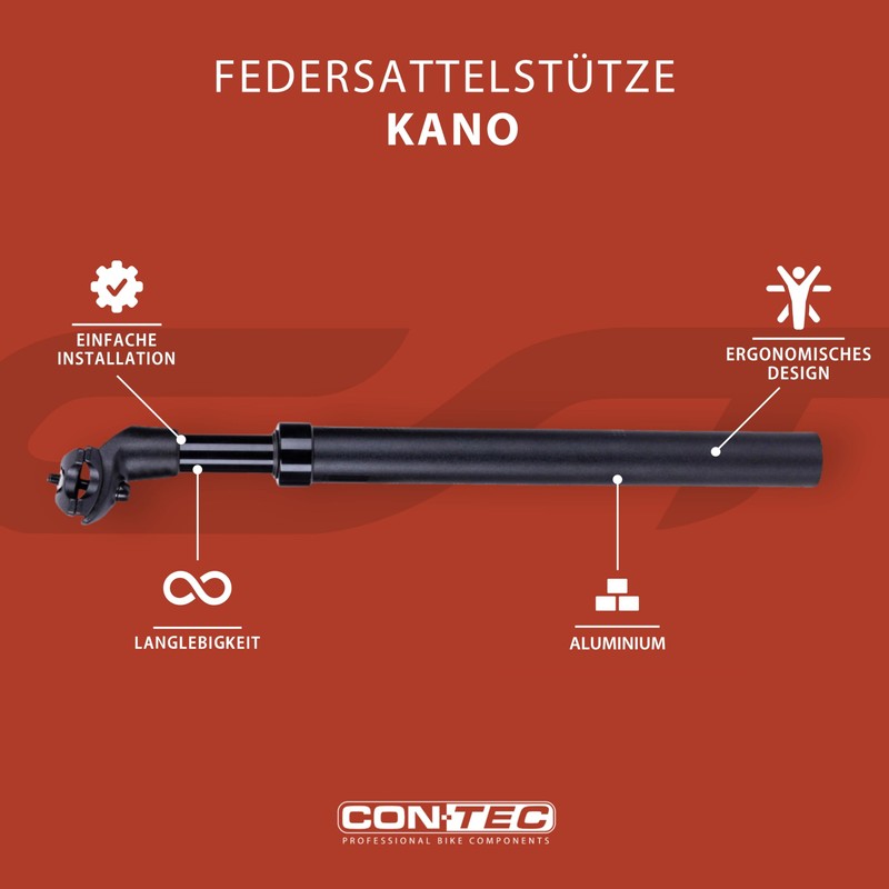 CONTEC Kano Bicycle Spring Seat Post, 31.6 mm Spring-Loaded Saddle