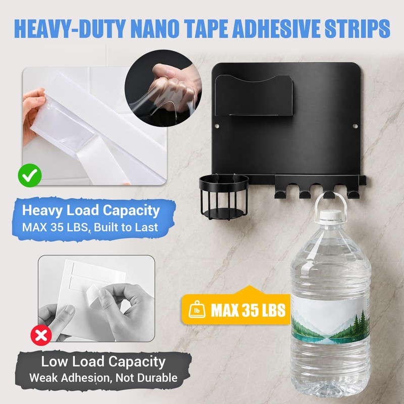 Metal Bedside Wall Shelf, No Drill Floating Bedside Shelf Wall