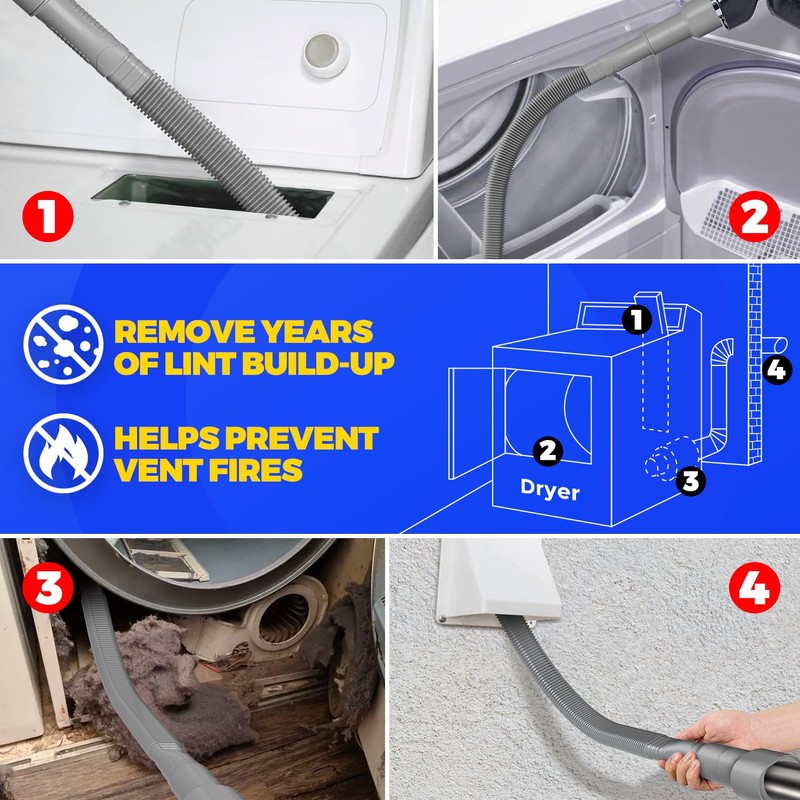 Holikme 2 Pieces Dryer Vent Cleaner Kit, Dryer Lint Vacuum