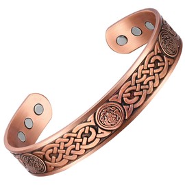 Vicmag Copper Bracelet for Men 6X Ultra Strength Magnets 99.9% Solid Pure Copper Cuff Bangles Adjustable Size with Gift Box (Copper Celtic Knot 2)