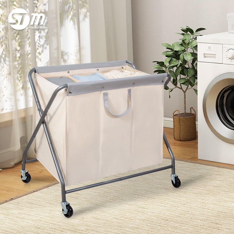 STORAGE MANIAC 160L Laundry Hamper with Wheels, Rolling Laundry Basket,