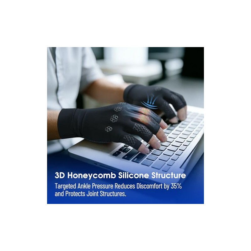 Copper Arthritis Compression Gloves Joint Support (XL, 1 Pair)